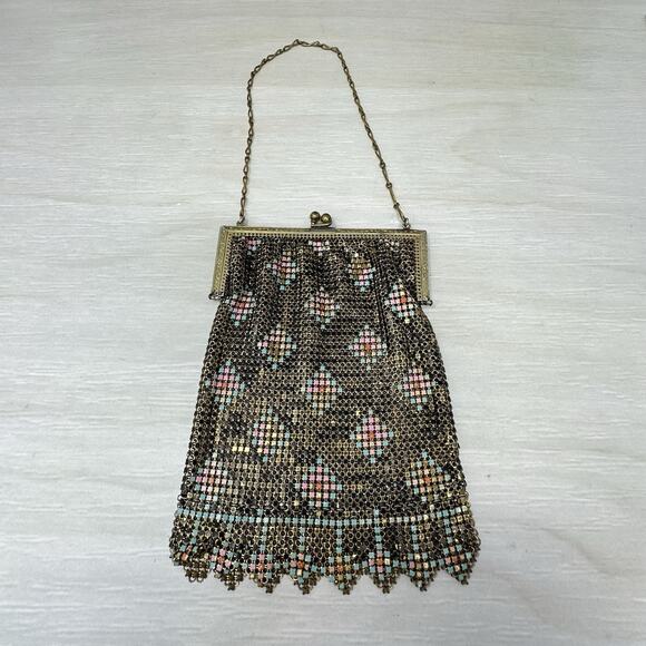Whiting & Davis Mesh Bags Purse Enamel Evening Bag Handbag Art Deco Flapper - Picture 7 of 13